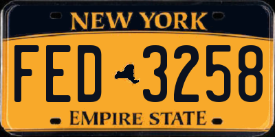 NY license plate FED3258