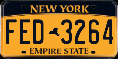 NY license plate FED3264
