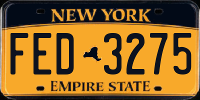 NY license plate FED3275