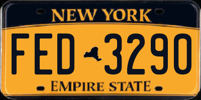 NY license plate FED3290