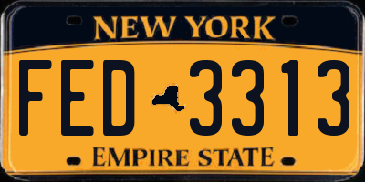 NY license plate FED3313