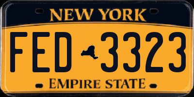 NY license plate FED3323