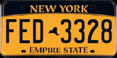 NY license plate FED3328
