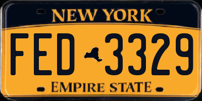 NY license plate FED3329