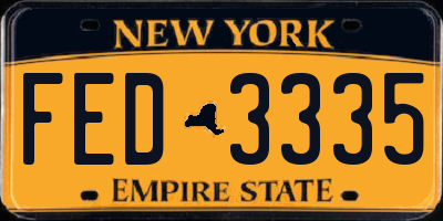 NY license plate FED3335