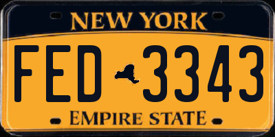 NY license plate FED3343