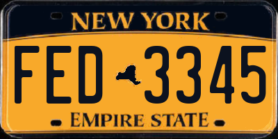 NY license plate FED3345