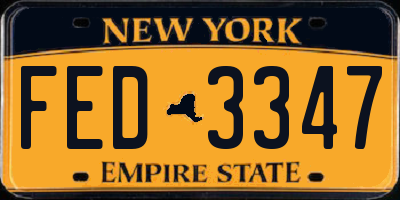 NY license plate FED3347