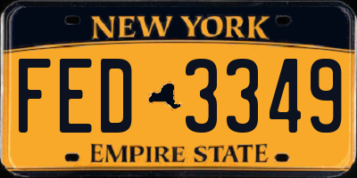 NY license plate FED3349