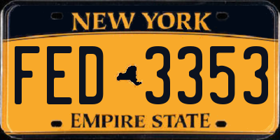 NY license plate FED3353