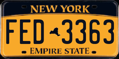 NY license plate FED3363