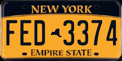 NY license plate FED3374