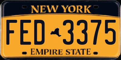 NY license plate FED3375