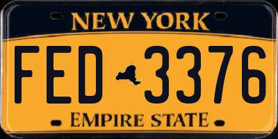 NY license plate FED3376