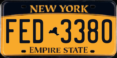 NY license plate FED3380