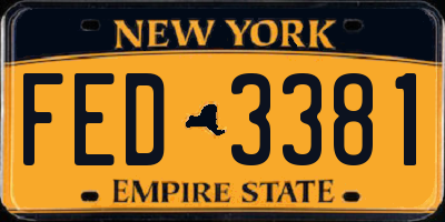 NY license plate FED3381