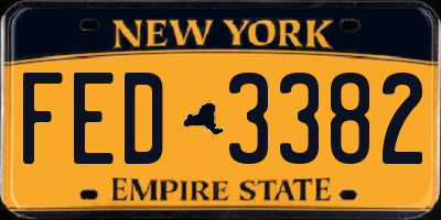 NY license plate FED3382