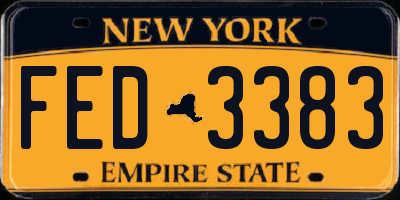 NY license plate FED3383