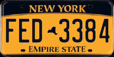 NY license plate FED3384