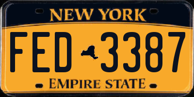 NY license plate FED3387