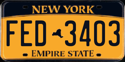 NY license plate FED3403