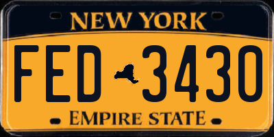 NY license plate FED3430