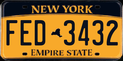 NY license plate FED3432
