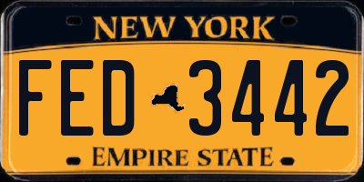 NY license plate FED3442