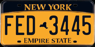 NY license plate FED3445