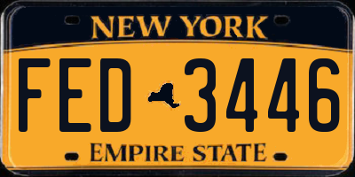 NY license plate FED3446