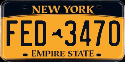 NY license plate FED3470