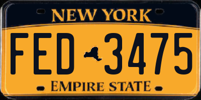 NY license plate FED3475