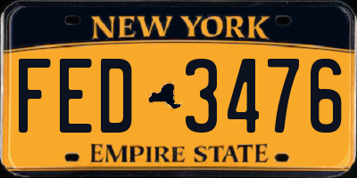 NY license plate FED3476