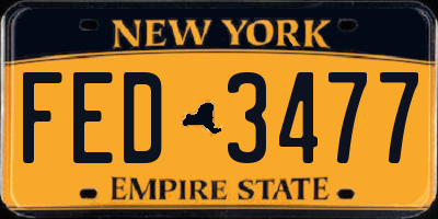 NY license plate FED3477