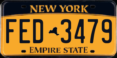 NY license plate FED3479