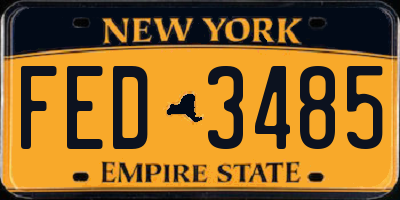 NY license plate FED3485