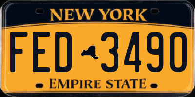 NY license plate FED3490