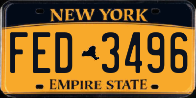 NY license plate FED3496