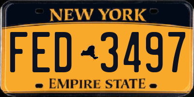 NY license plate FED3497
