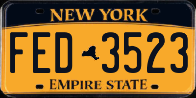 NY license plate FED3523