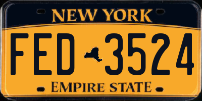 NY license plate FED3524