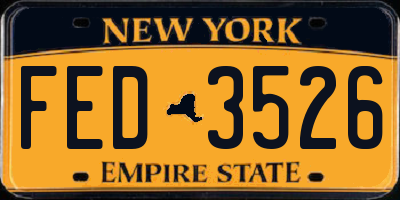 NY license plate FED3526