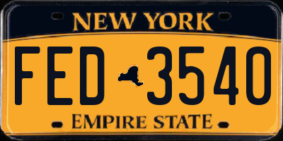 NY license plate FED3540