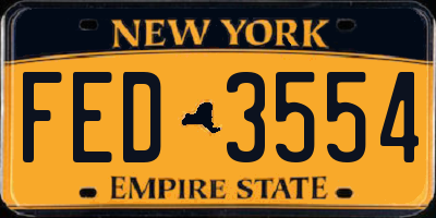 NY license plate FED3554