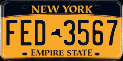 NY license plate FED3567