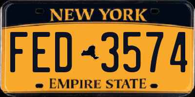 NY license plate FED3574