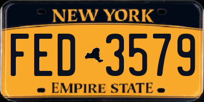 NY license plate FED3579