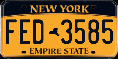 NY license plate FED3585