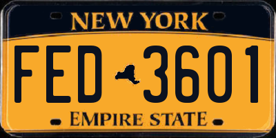 NY license plate FED3601