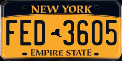 NY license plate FED3605